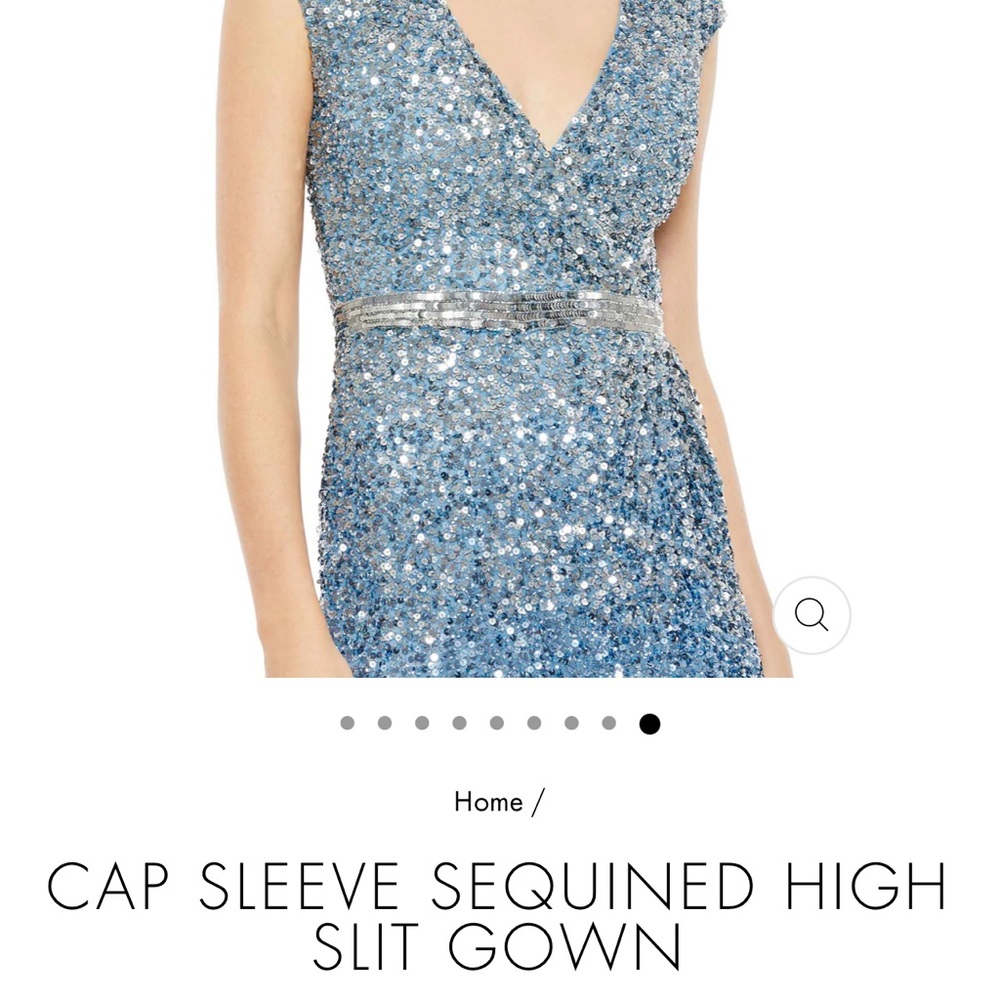 NWT Mac Duggal gown size 10 cap sleeve high slit sequined gown